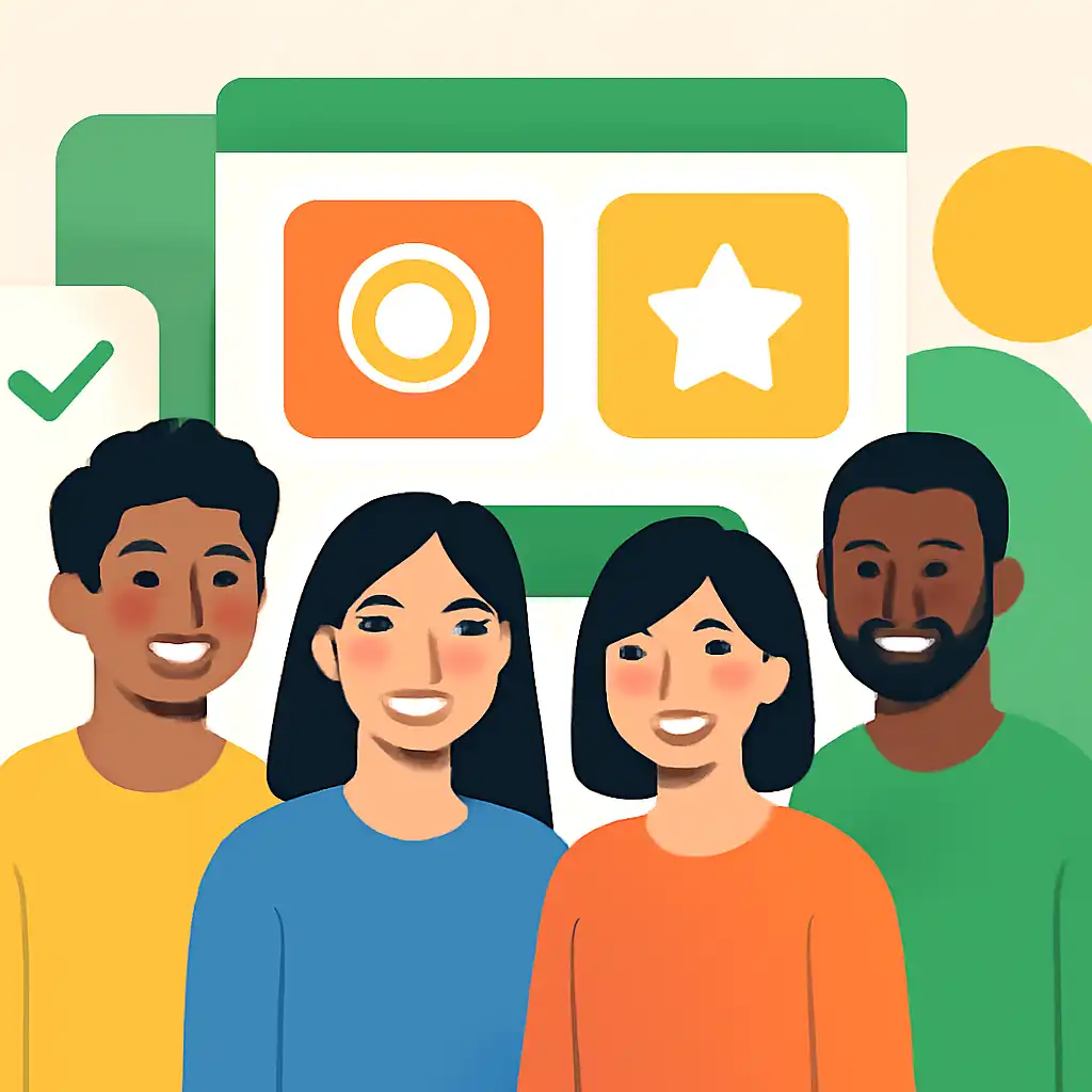 Group of diverse users smiling: Tiranga Lottery community photo