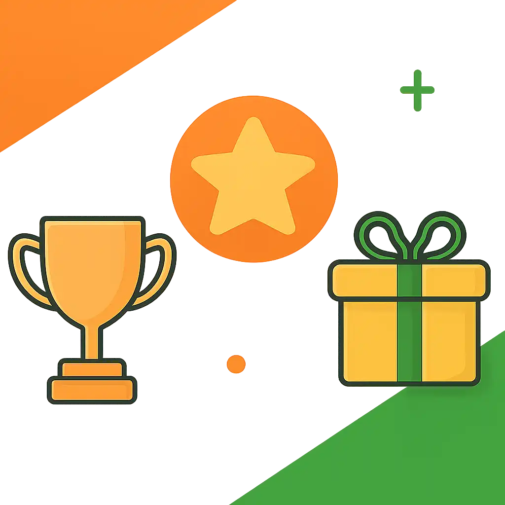 Trophy and reward icons: Tiranga Lottery bonuses graphic
